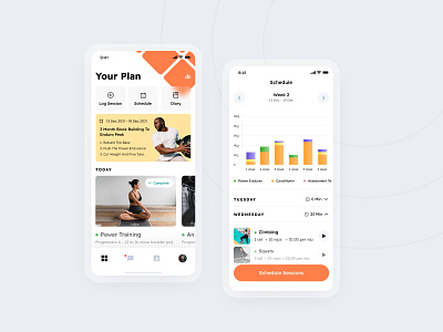 Fitness exercise app app exercise fitness health interface plan schedule sport statistic tracking training ui ux video white