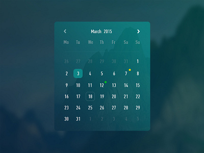 Calendar arrow calendar clean date gradient light month mountains number style ui ux