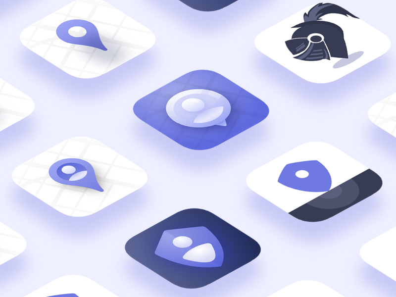 Your Safety Circle - logo design geo location map pin location clean logotype app icon branding white light blue violet logo icons