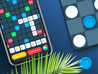 Bluetooth Scrabble Game checkers clean colorful game app game design interface scrabble ui ux