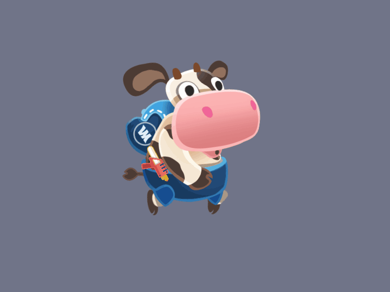 Tiny cow running animal animation cartoon cow cute art digital painting illustration running spine animation