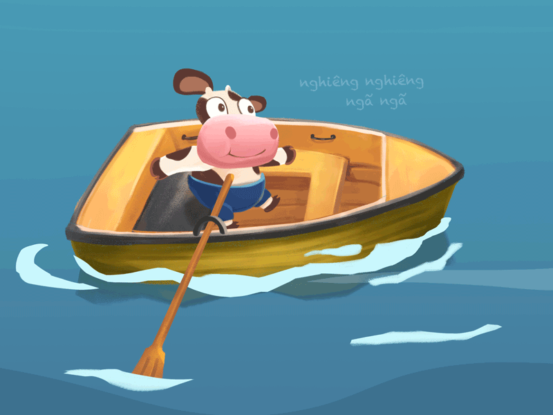 Boat swaying animation boat cartoon cow cute art illustration motion photoshop spine animation swaying water