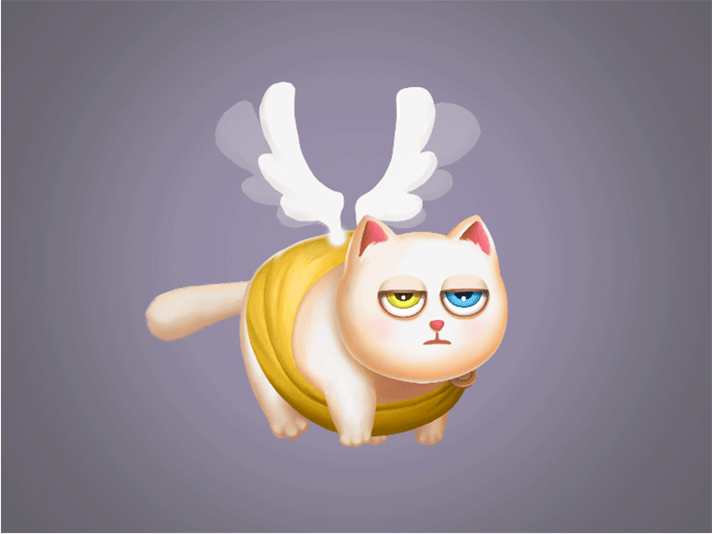 Cute cat flying animal animated gif animation cartoon cat cute art flying game art game mobile spine animation
