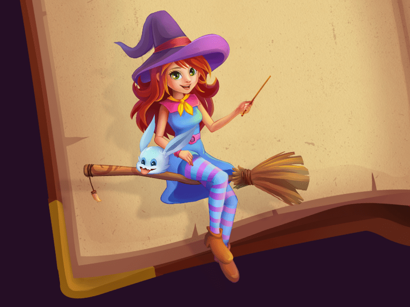 Little witch animated gif animation cartoon character animation cute art game art illustration spine animation witch