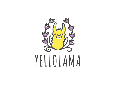 Yellolama alpaca animal cute flower funny lama lavender logo photo studio stroke wedding agency yello