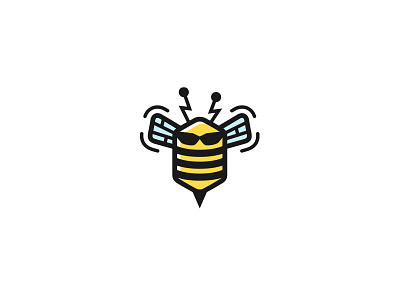 Beebit bee bit computer electric glasses insect logo sting stripes wings