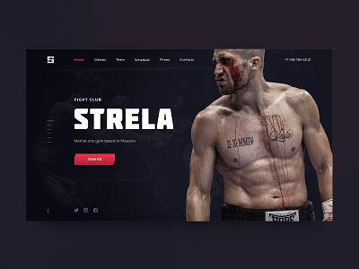 Fight club Strela boxing design fight fit fitness gym landing landing page mma promo site sport