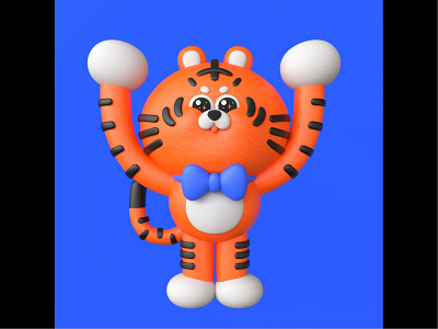 Happy New Year ~ Wow tiger 3d animation art artwork c4d happynewyear illustration illustrator maya tiger