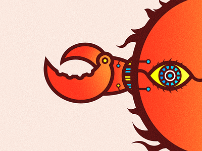 Sun&crab crab eye illustration red sun