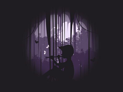 Boy boy dark draw flute illustration musical purple