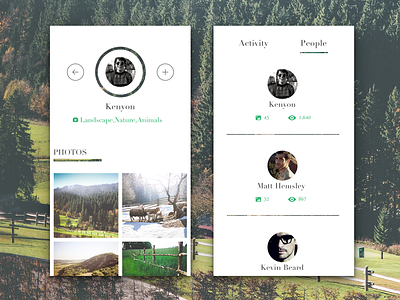 Photographer-app activity detail image interface landscape photo photographer tab ui