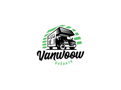 Vanwoow brand car caravana green icon logo road street