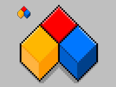 Planometric Pixel Cube Test cube icon pixel planometric test