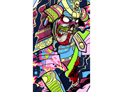 Samurai Finished! flames samurai skateboard skull vector