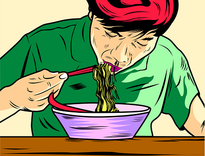 ramen enthusiast art artwork branding design digital art eat eating human identity illustration illustrations illustrator noodles ramen vector