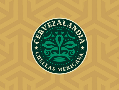 Cervezalandia beer brewery cafe cerveza drink inca logo mayan mexican