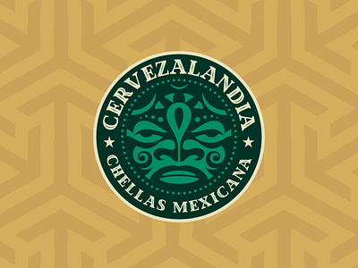 Cervezalandia beer brewery cafe cerveza drink inca logo mayan mexican