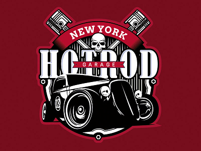 Hotrod Garage automobile badge car classic garage hotrod modified retro vintage