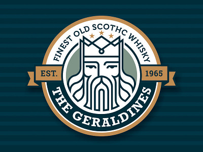 The Geraldines badge crest king line logo royal scotch vintage whiskey