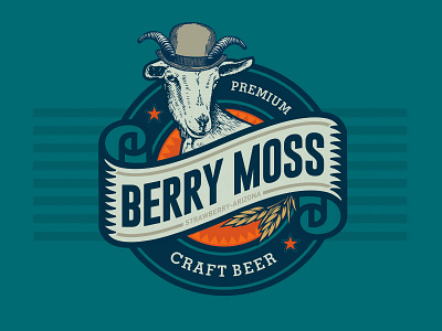 Berry Moss Craft Beer badge beer beer branding craft goat label logo premium retro vintage