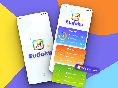Sudoku Game App android colored design illustration ios mobile game mobile game design mobile ui mobilegames sudoku ui ux