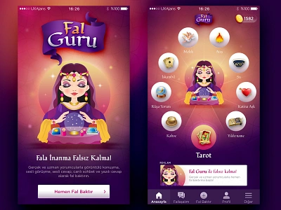 Fortune Teller App app fortune teller ios orange pink ui ux design violet