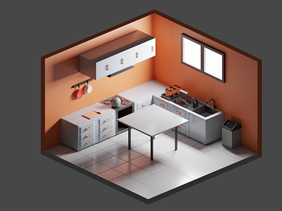 kitchen 3D Isometric 3d 3dmodeing design freelancer indonesia