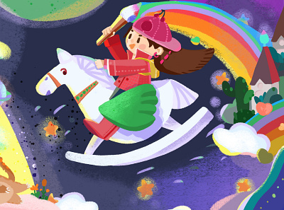 starry sky rider flat illustration