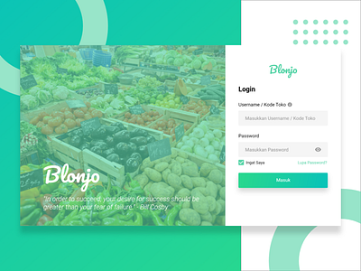 Blonjo - Login - Design Exploration dashboard design login ui ux