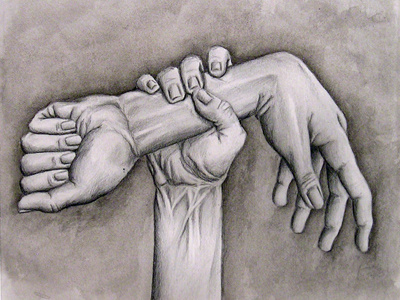 Pencil & Ink Wash - We Hold the Power Between Life and Death art black and white drawing hand ink pencil
