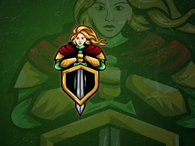 Warrior Girl art character design girl illustration logo mascot shield strong sword vector warrior