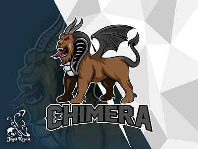 Chimera Full Body angry animal art cartoon character chimera design evil graphic illustration lion logo magic mascot monster mysterious mythological power vector wing