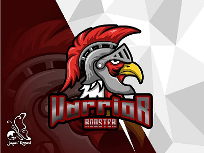 Warrior Rooster angry animal art battle cartoon character chicken design graphic head hero illustration knight logo rooster sign sport vector war warrior