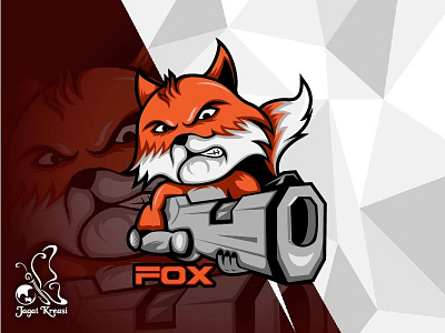 Fox angry animal art cartoon character design fox graphic gun illustration logo mascot shooter shotgun sniper sport vector weapon