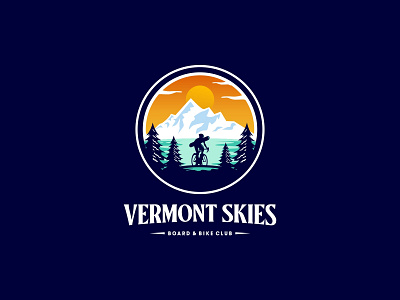 Vermont Skies badge logo brand identity branding design graphic design illustration logo logo design typography unique logo vector