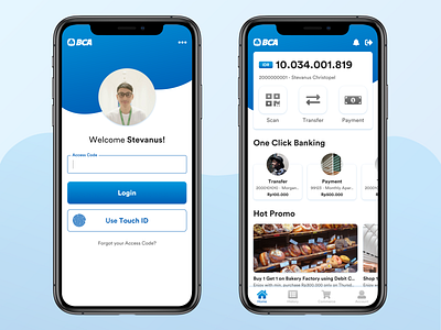 BCA Mobile Redesign Concept app bank banking bca blue commerce concept digital fintech home iphone x login mobile mockup payment touch id ui ux