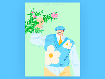Boy with flower illustration