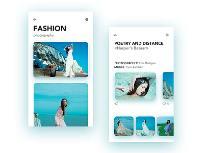 Fashion Photography app clean fashion interface model photography ui ux