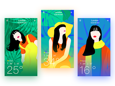 Colorful Weather App! app color illustration interface ui weather