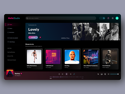 Music Streaming Platform Dashboard Design artists darkmode dashboard dashboard design music music streaming playlist songs spotify ui ui design ux ux design web design