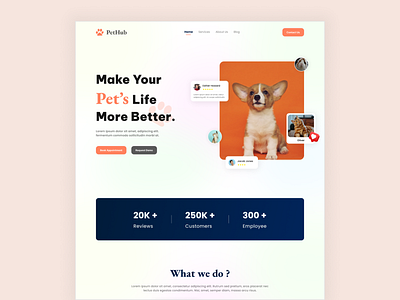 Pethub - A Landing Page Design animals design dog ecommerce homepage landing page landing page design petcare pets ui uidesign uiux web design website