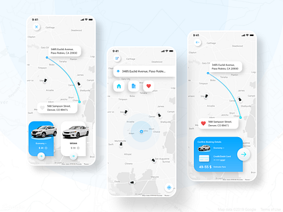 Taxi Booking App android animation booking branding cab car design ios iphone location map mockup navigation payment taxi taxi app ui ux vector