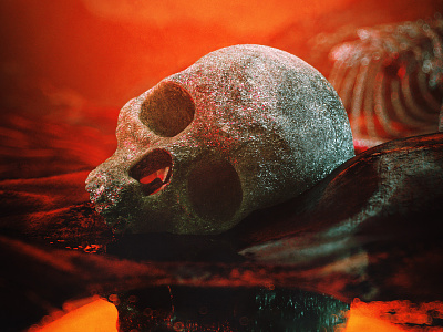 Skull c4d death dirty evil octane red skull terror water