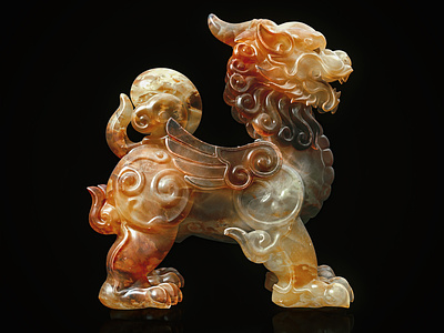 Jade Unicorn 3d c4d cg china glass jade lion myth octane realistic tiger