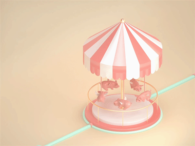 Merry-go-round 2019 3d animation beautiful c4d carousel china design fly lovely pig pink theintro ui umbrella