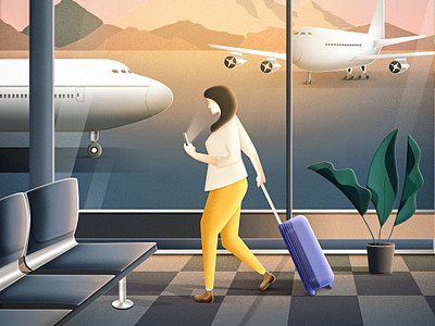 Business lady airport hurry by Theintro on Dribbble