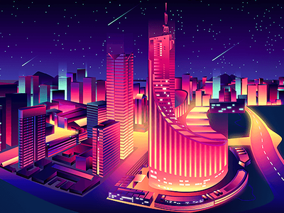 Hefei station web page side illustration 2019 night color vector 3d beautiful star city china 中国 合肥 building illustraion hefei