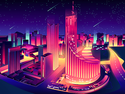 Hefei station web page side illustration 2019 3d beautiful building china city color hefei illustraion night star vector 中国 合肥