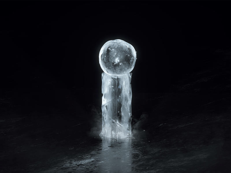 Ice cube—"i" 3d beautiful black c4d cold cool design gif ice loop smoke
