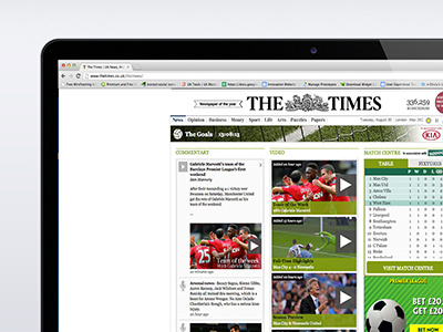 The Times Goals simple sport the times ux web